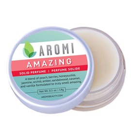 Solid Perfume | Fruity, Floral Fragrance - Vegan & Cruelty-free, Travel-Size, Affordable - Women’s Gift - Vanilla, Caramel, Sandalwood, Mandarin, Jasmine Scent | 0.5 oz, Aromi (Amazing)