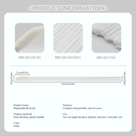 PAITOK Disposable Lip Brushes Wands,200 PCS Lip Applicator Disposable Lipstick Brush Applicator Lip Gloss Concealer Brushes Makeup Tools for Lips Eyes (White)