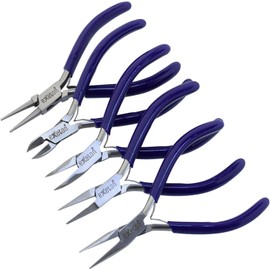 Exeton Jewelry Pliers, Exeton Set of 5 Professional Jewelry Making Pliers Tools Craft Pliers Set Wire Wrapping Tools for Jewelry Making (Blue, 15cm)