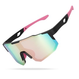 AUTOWNLUX Quick Glasses Polarised Cycling Glasses Sunglasses Windproof Road Bike Glasses Pink for Men and Women Cycling Running Baseball Golf Skiing Mountaineering Fishing