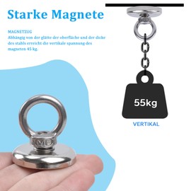 Aenienoe Strong Neodymium Magnets Fishing 125lb Pulling Force Heavy Duty 1.42 inch(36mm) Extra Strong Magnet Industrial Magnets 2 Pack