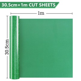 NANAPLUMS Plotter Film Textile, Glitter 3D Puff Vinyl - 30.5 x 100 cm Puff HTV Vinyl Roll for T-Shirts, 3D Puff Heat Transfer Vinyl, Glitter Green