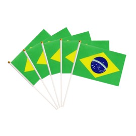 50 Pack Brazil Brazilian Flags Small Mini Hand Held Brazil Brazilian Flags on Stick Flags, Miniature National Country Flags,Party Decorations Supplies for Parades,International Festival