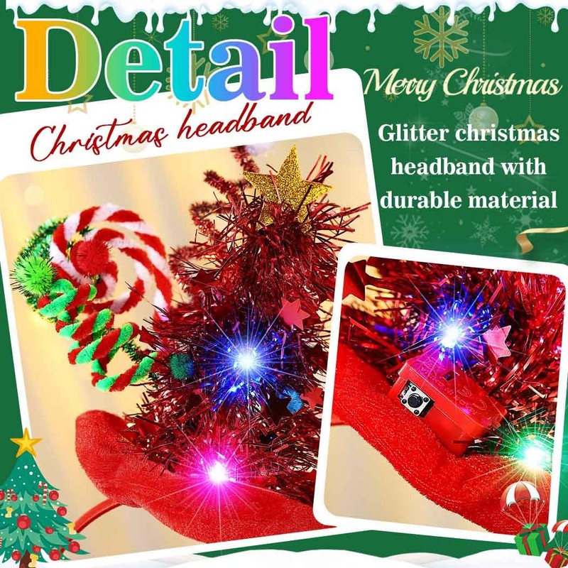 Reaky Light Up Christmas Headband Led Red Christmas Hat Headbands