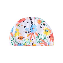 Swim Cap, Kids, Swimming Cap, Kids, Good Elasticity, 2-8 Years Old, Swimming Cap, Kids, UV Protection, Anti-Slip, Large Size, White Flowers