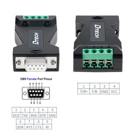 DTECH RS232 to RS485 Converter Adapter with 4 Position Terminal Block for Long Haul Data Communication Supports 600W Anti-Surge