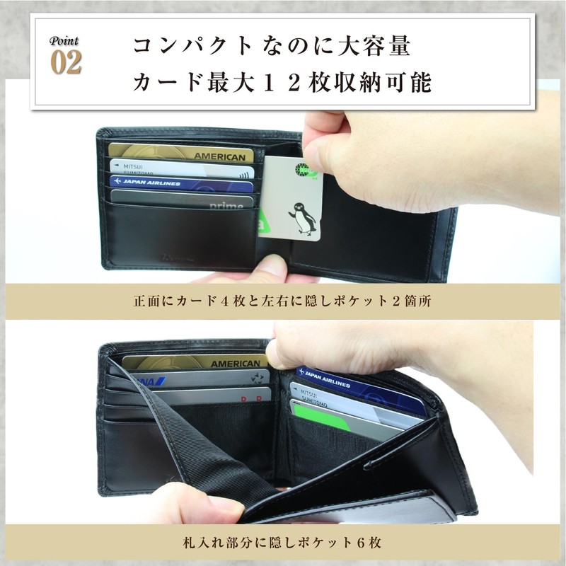 Kapon Men's Bi-fold Wallet, Genuine Leather, Box-shaped Coin Purse, Lightweight,