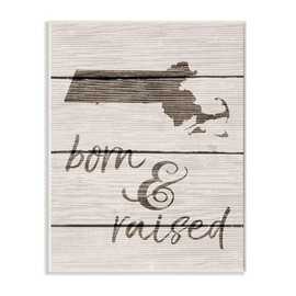 Stupell Industries Born and Raised Massachusetts Wall Plaque, 10 x 15, Design by Artist Daphne Polselli