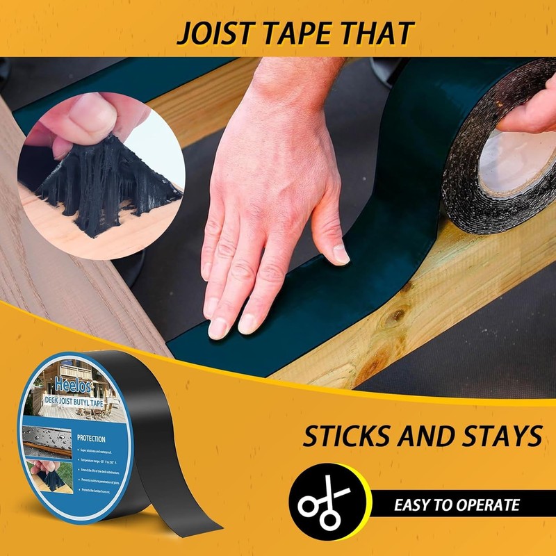 Heelos 4 Pack Joist Tape for Decking 1-5/8"×50', Weather-Resistant Deck
