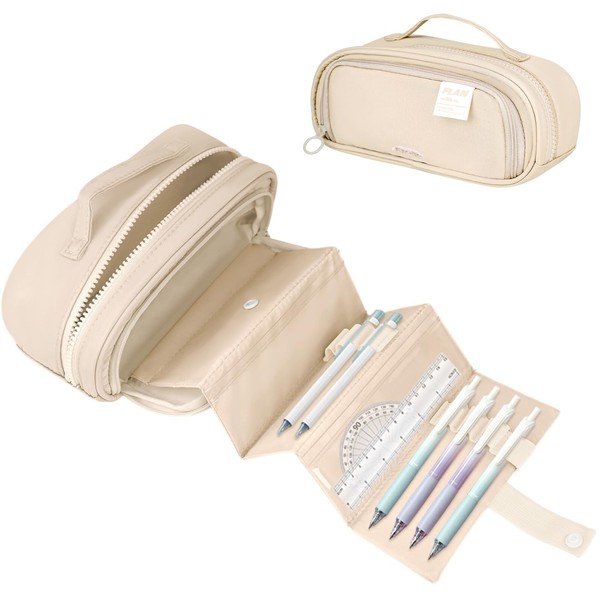 Large Capacity Pencil Case,Retractable Pen Pouch Stationery Organizer,Big Capacity Drawable