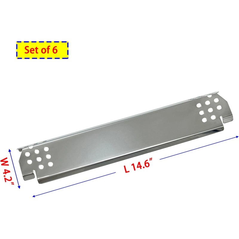DwellWel Grill Heat Plates 6-Pack for Nexgrill 720-0830H, 720-0888, 720-0888N,