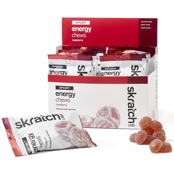 SKRATCH LABS Sport Energy Chews, Raspberry (10 Pack) - Developed for Athletes and Sports Performance, Gluten Free, Dairy Free, Vegan