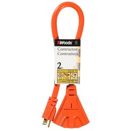 Woods 990824 12/3 Outdoor Multi-Outlet Extension Cord; 2-Foot; Orange