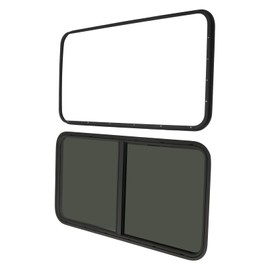 OUKANING 24" W X 20" H RV Window Teardrop Universal Black Horizontal Sliding Window for RV with Sheet Metal Thickness of 2-8mm/0.08-0.32inch or 48-55mm/1.89-2.17inch