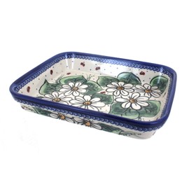 Blue Rose Polish Pottery Ladybug Medium Rectangular Baker