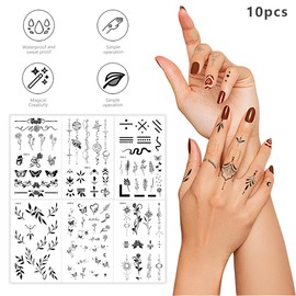 KEQAR 10 Temporary Tattoos - More than 100 Different Patterns of Fake Tattoos, Finger Tattoo Stickers for Adults, Ideal for Summer Parties and Other Occasions (Small)