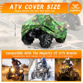 Tokept ATV Cover Waterproof Heavy Duty 4 Wheeler Cover Quad Cover All Season Weather Proof Outdoor UV Protection for Polaris Yamaha Suzuki Honda (Camouflage XXLarge)