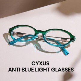 Cyxus Oval Blue Light Glasses for Women Fashion UV Blocking Computer Glasses（8242T05 Blue）