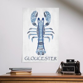 Lantern Press 16x24 Inch Giclee Print, Gloucester, Massachusetts, Blue Lobster, Typography
