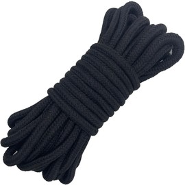 Jukway Cord 8 mm 10 Metres Soft Solid Braided Cotton Rope Cotton Cord Cotton Knot Tie Rope Thick All-Purpose Rope Cord for Bundling, Crafts, DIY Decoration (10 m Black, 1)