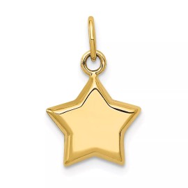 GlittersandGold 14k 3-D Puffed Star Charm Bracelet Necklace