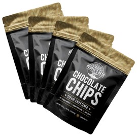 4 Pack Sugar Free Chocolate Chips, Stevia Sweetened, 12 oz. Value Size, Non-GMO, Vegan, Keto, Low Carb, 60% Cocoa, All Natural, Baking Chips, Gluten Free, No Sugar Added, The People's Keto Company