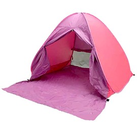 UPF 50+ Pop Up Beach Tent Sun Shelter Portable Anti UV Sun Shade Shelter for 1~3 Person Outdoor Activities Camping Fishing Hiking Picnic Touring (Purple/Pink, Large w/Shapes)