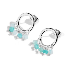 Katie Loxton Bohemia Womens Aventurine Green Color Silver Plated Circle Statement Earrings