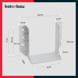 KOTARBAU® Joist hanger type A 160 mm wooden beam connector for external construction