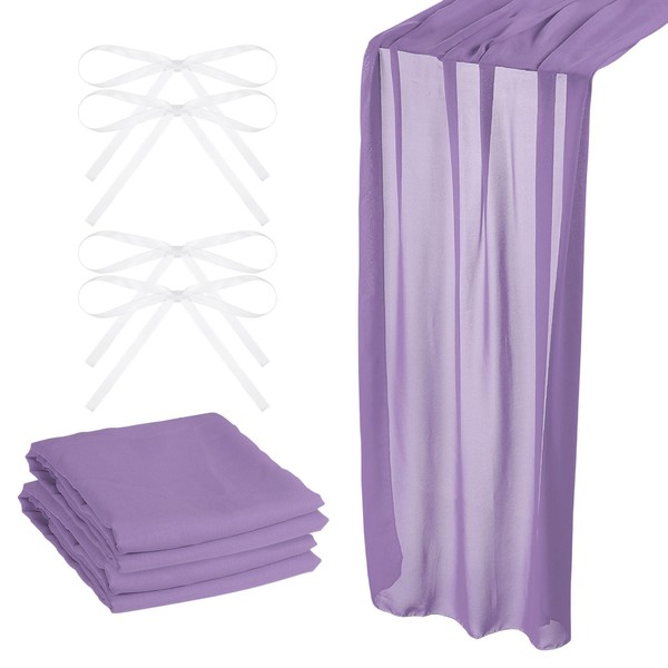 uxcell 2 Pack 10Ft Chiffon Table Runner, 28 x 120