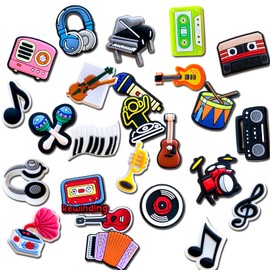 25, 40Pcs Music Shoe Decoration Charms for Clog Decoration, Musical Notation Instruments Charms Accessories for Adult Men Wome(25)