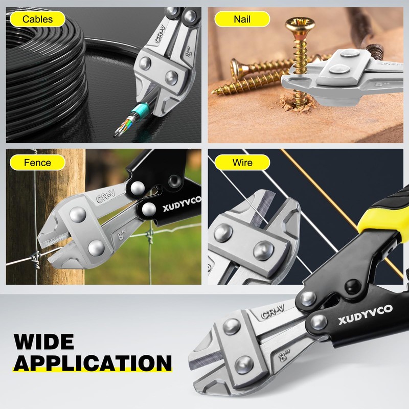 XUDYVCO Mini Bolt Cutters, Premium 8IN Heavy Duty Wire Cable