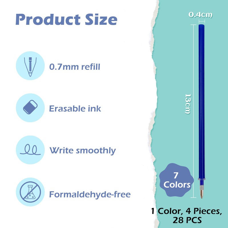 FloraVigo 28 x Erasable Refills, Legami Compatible, Perfect Fit, Clean