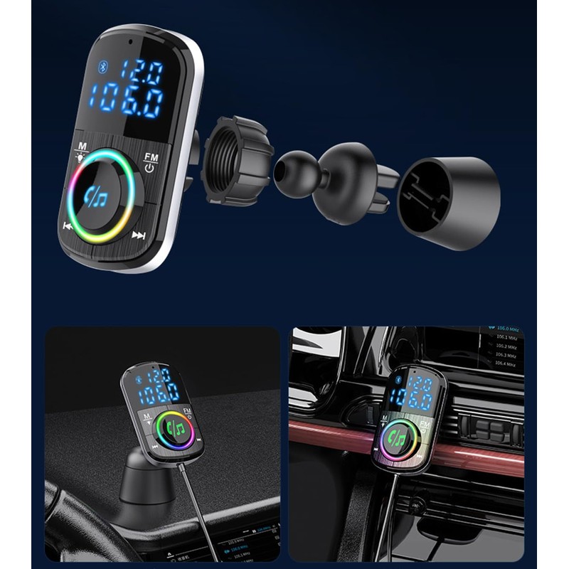 FM Transmitter, Bluetooth FM Transmitter Wireless Radio Adapter Car Kit