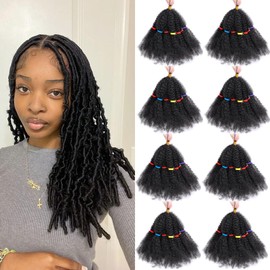 Marley Twist Braiding Hair 12 Inch 8Packs Pre Fluffed Marley Hair for Butterfly Soft Locs Afro Spring Twist Hair Extensions (12 Inch,8Pack,#1B)