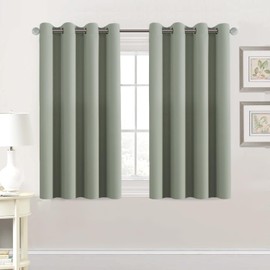 H.VERSAILTEX Premium Blackout Thermal Insulated Room Darkening Curtains for Bedroom/Living Room - Classic Grommet Top (2 Panels, Light Sage, 52 Inch by 45 Inch)