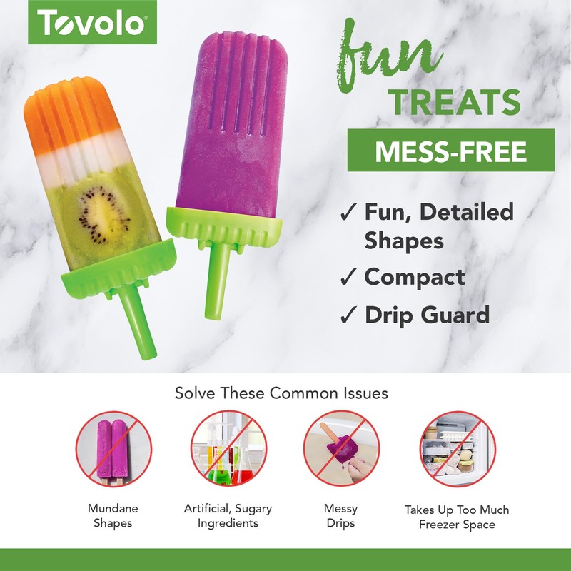 Tovolo Groovy Ice Pop Molds, Green - Set of 6