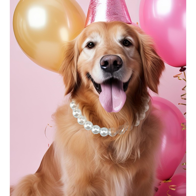 KUDES Chunky Pearl Dog Necklace (Beads 20mm),Strong Stainless Steel Wire