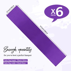 YMHPRIDE 6 Pack Purple Table Runner Satin Table Runner, 12x72 Inch Long Silk Table Runner for Wedding Party Birthday Banquet Table Decoration - Purple