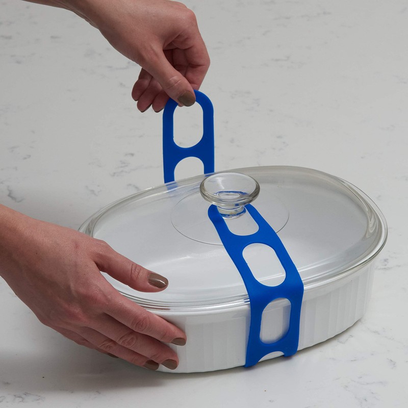 Lid Latch the reusable universal lid securing strap for crockpots,