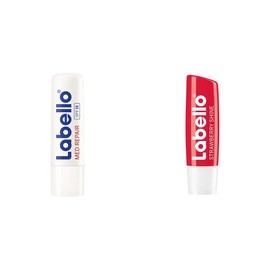 LABELLO Bálsamo Labial Humectante Fps 15 Med Repair, color Med, 4.8 gram, pack of/paquete de + Fresa, color Fresa, 4.8 gram, pack of/paquete de