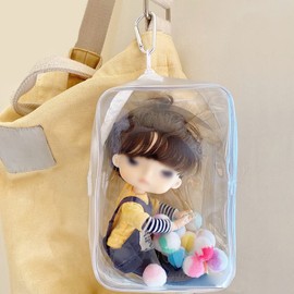 YUYAKESHI Case, Bag, Dustproof, Sewn Pouch, Decorative, Going Out, Doll Storage, Display Bag, Transparent Plush, Clear Bag, Zipper, XL White