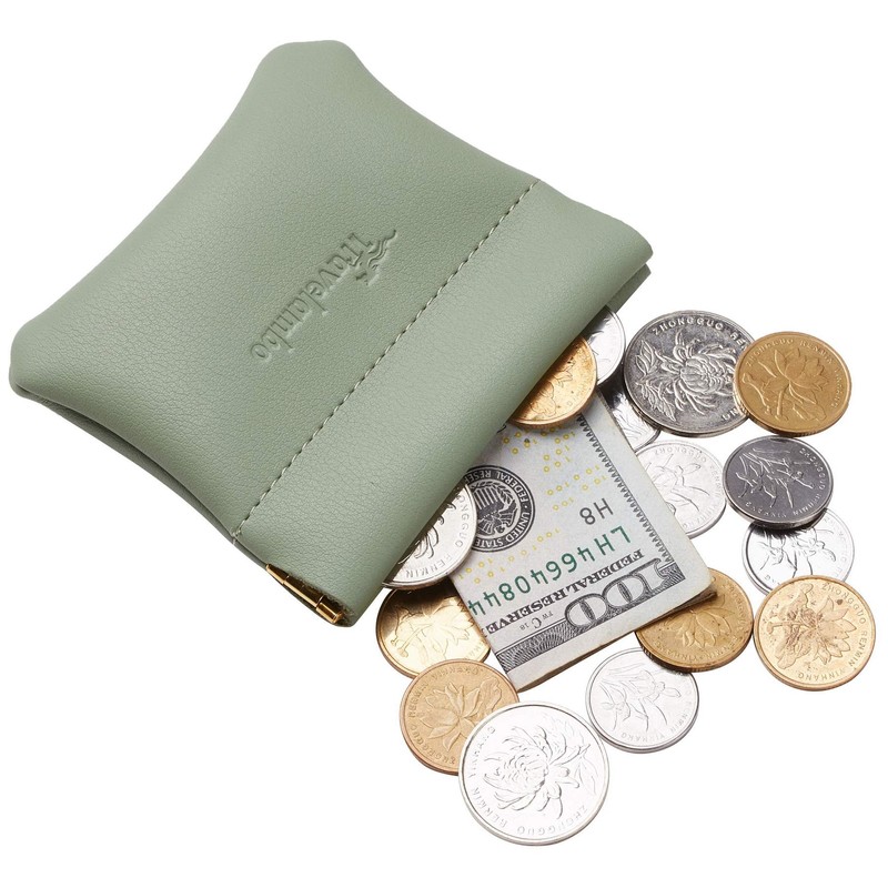 Travelambo Leather Squeeze Coin Purse Pouch Change Holder For Men