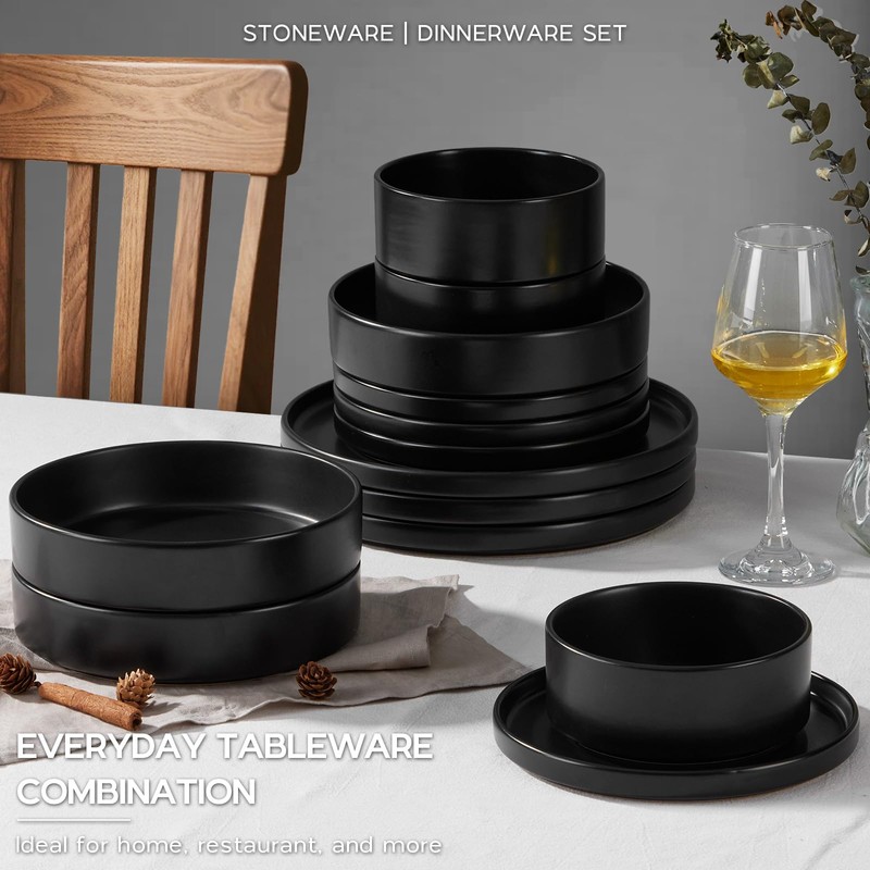 Onader 16 Piece Dinnerware Sets with Serving Bowls for 4,