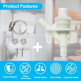 2 Pack 385311641 RV Toilet Water Valve Kit Replacement for Dometic 300 301 310 320 and Sealand Toilets,RV Toilet Replacement Parts for Dometic Water Valve Kit,Includes Hose Clamp and Fasteners