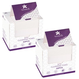 Serenorch Disposable Face Towels, 10" x 12" Pearl Texture, Lint Free Ultra Thick Face Towelettes for Sensitive Skin, Extra Soft Makeup Remover Skincare Dry Wipes, 100 Count