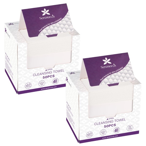 Serenorch Disposable Face Towels, 10" x 12" Pearl Texture, Lint