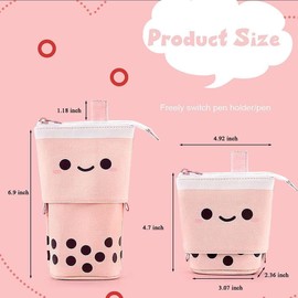 Gallipower 2 Pack Cute Pencil Case Standing Pen Holder Standing Pencil Case Cute Telescopic Kawaii Stationery Pouch Makeup Cosmetics Bag for School Students Office