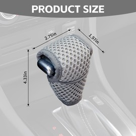 Wogomz Car Gear Shift Knob Cover, Breathable Car Gear Shifting Knob Cover Protector, Anti-Slip Shifter Cover Universal for Most Cars SUVs Trucks, Vehicle Interior Decor Accessories (Gray)