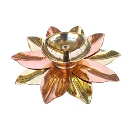 Rastogi Handicrafts Pure Brass & Copper Kamal Lotus Flower Shape Diya Puja Lamp Hindu Pooja Article Diyas Deepak Oil Lamp 6 to 4 inch (5 INCH)